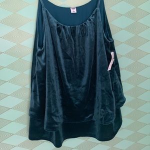Spaghetti strap velvet blue blouse top NWT